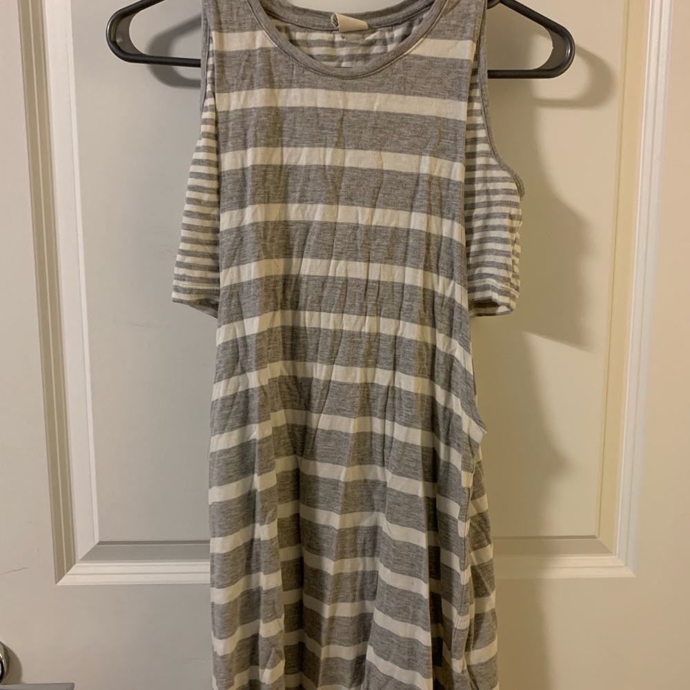 Roxy grey and white stripped summer dress - S